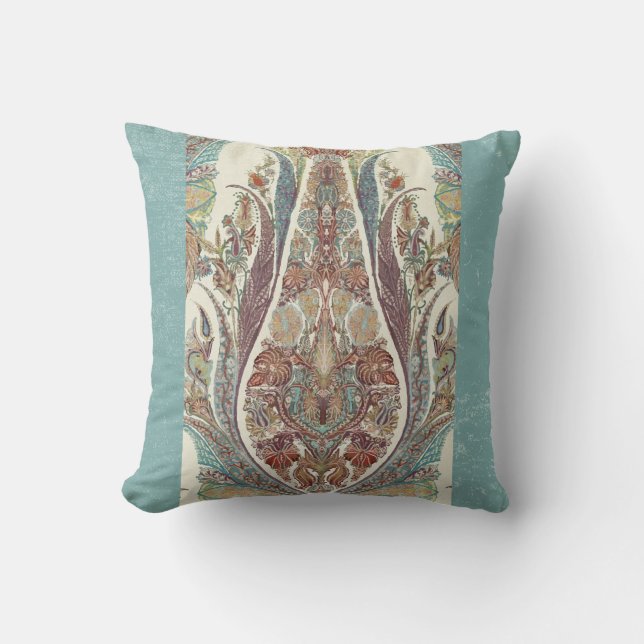 Coussin Motif tribal vintage du Cachemire Paisley de bleu (Recto)