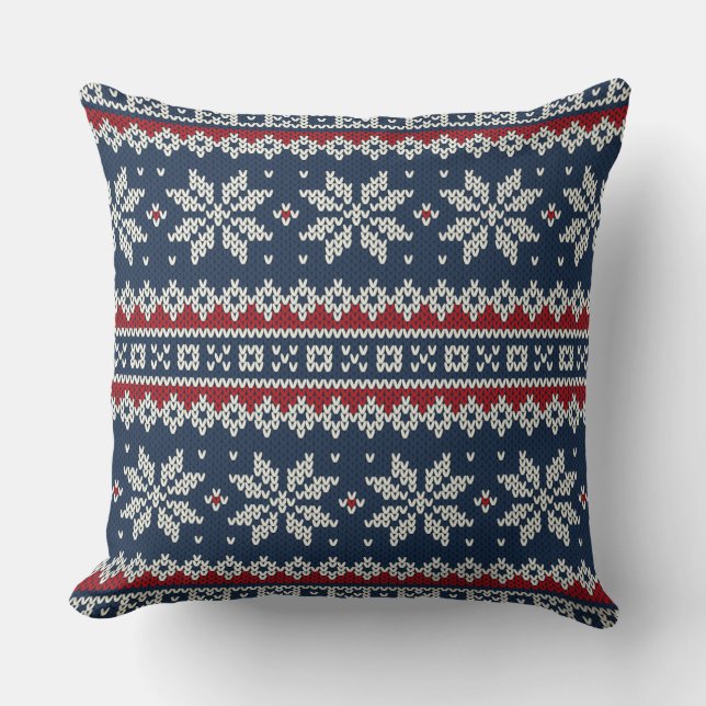 Coussin Motif tricoté de vacances d'hiver (Recto)