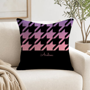 Coussin Motif Trident Noir Ombré Rose Violet