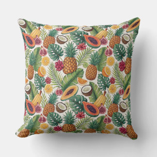 Coussin Motif Tropical à l'Ananas - Dessin de Fruits d'Été