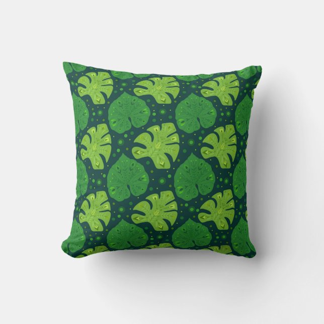 Coussin Motif tropical avec liana et feuilles monstères (Recto)