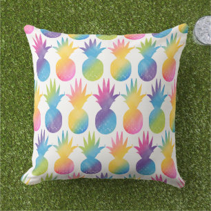 Coussin Motif tropical d'ananas arc-en-ciel gras