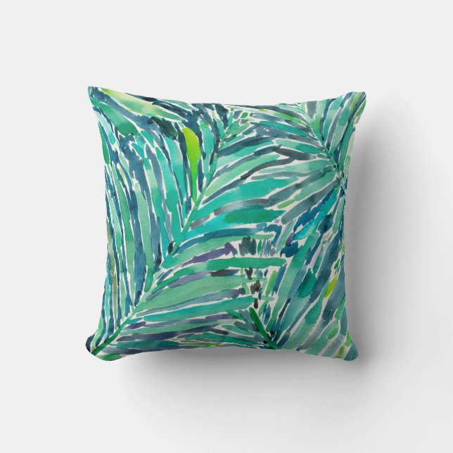 Coussin Motif TROPICAL d'aquarelle de jungle de paume (Recto)