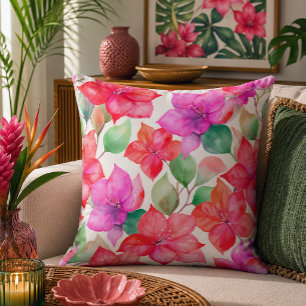 Coussin Motif tropical de bougainvillée