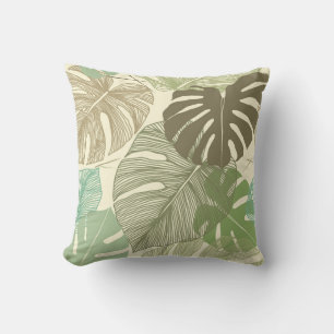 Coussin Motif Tropical Monstera Retro à main