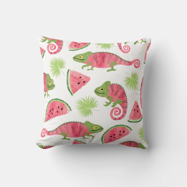 Coussin Motif tropical sans couture avec cha d'aquarelle m (Recto)