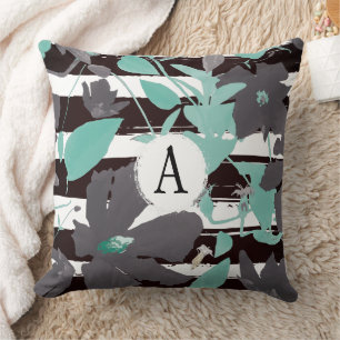 Coussin Motif Turquoise gris chic