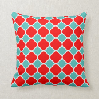 Coussin Motif turquoise rouge de Quatrefoil