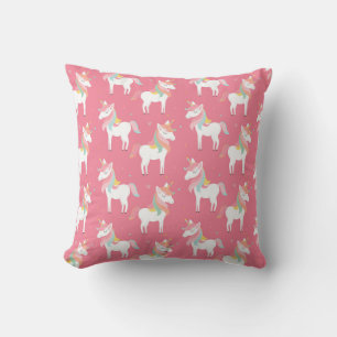 Coussin Motif Unicorne rose mou