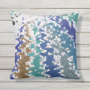 Coussin Motif unique bleu vert jaune