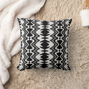 Coussin Motif unique - noir blanc gris argenté gris-blanc
