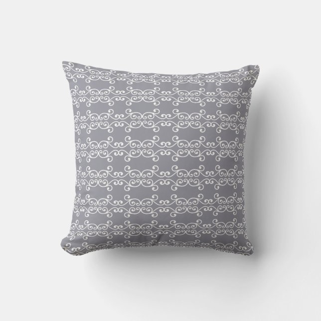 Coussin Motif vecteur à balayage blanc sur gris clair (Recto)