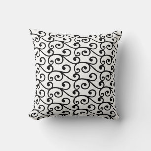 Coussin Motif vecteur à balayage noir en blanc