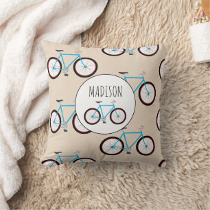 Coussin Motif vélo Nom personnalisé