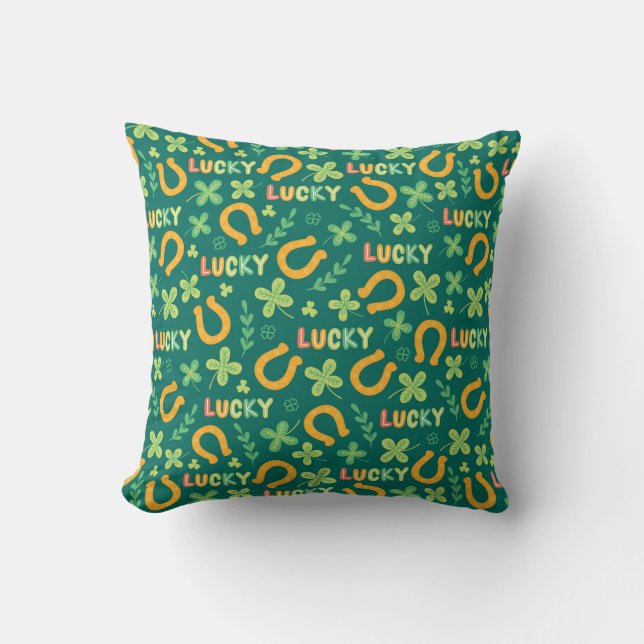 Coussin Motif vert CHANCEUX irlandais (Recto)