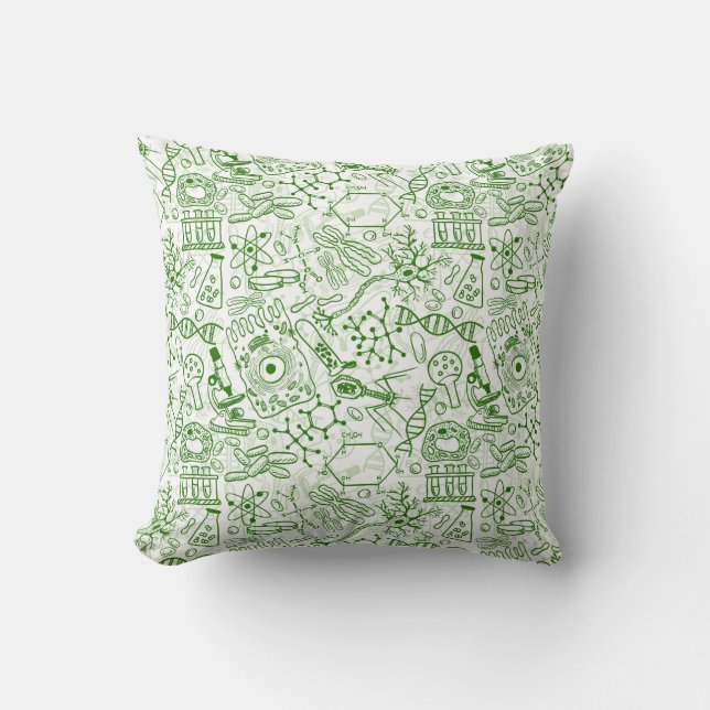Coussin Motif vert de biologie (Recto)