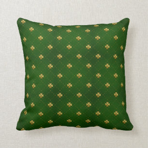 Coussin Motif vert d'or de trèfle