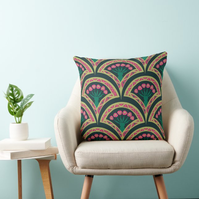 Coussin motif vert en forme de coque (Chaise)