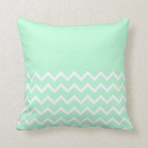 Coussin Motif vert et blanc de Chevron avec le vert simple