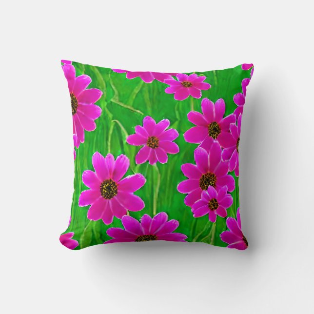 Coussin Motif vert et rose vif (Recto)