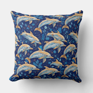 Coussin Motif vibrant des dauphins
