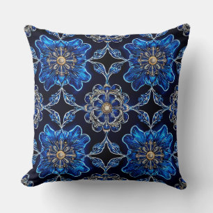 Coussin Motif vibrant multicolore bleu