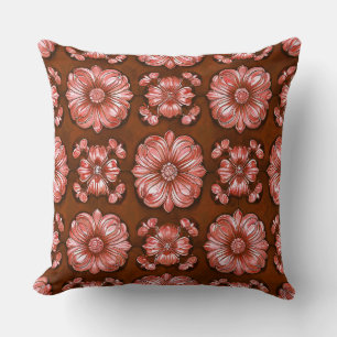 Coussin Motif vibrant multicolore marron