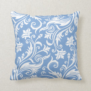Coussin Motif vintage bleu de damassé de bleuet