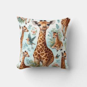 Coussin Motif vintage Cute Baby Giraffe