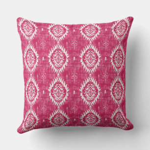 Coussin motif vintage de ikat rose