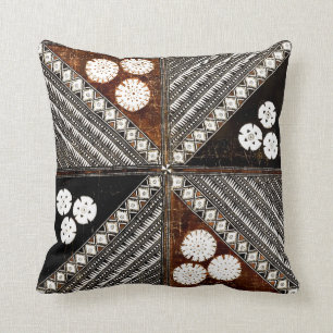 Coussin Motif vintage de la tribu Tapa de Fidji
