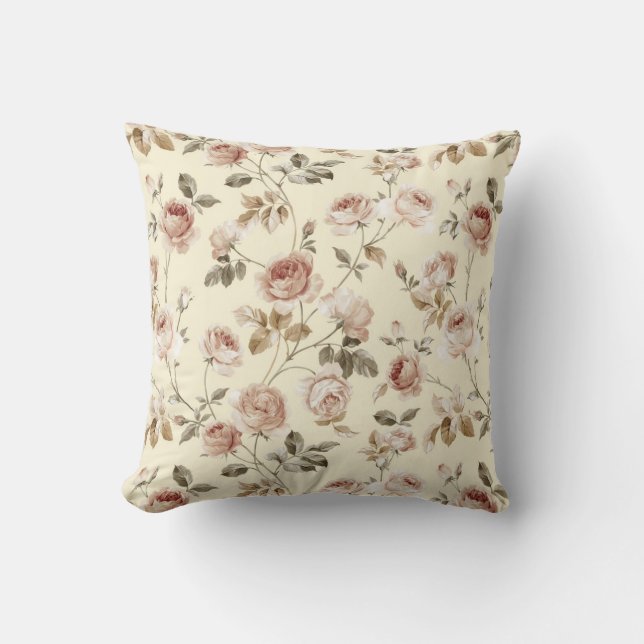 Coussin Motif vintage de roses (Recto)