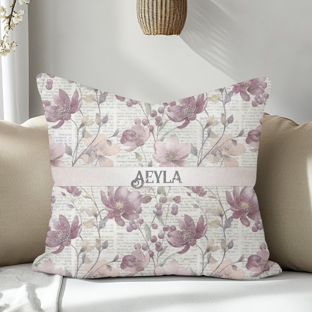 Coussin Motif vintage Floral Newspaper (Créateur téléchargé)