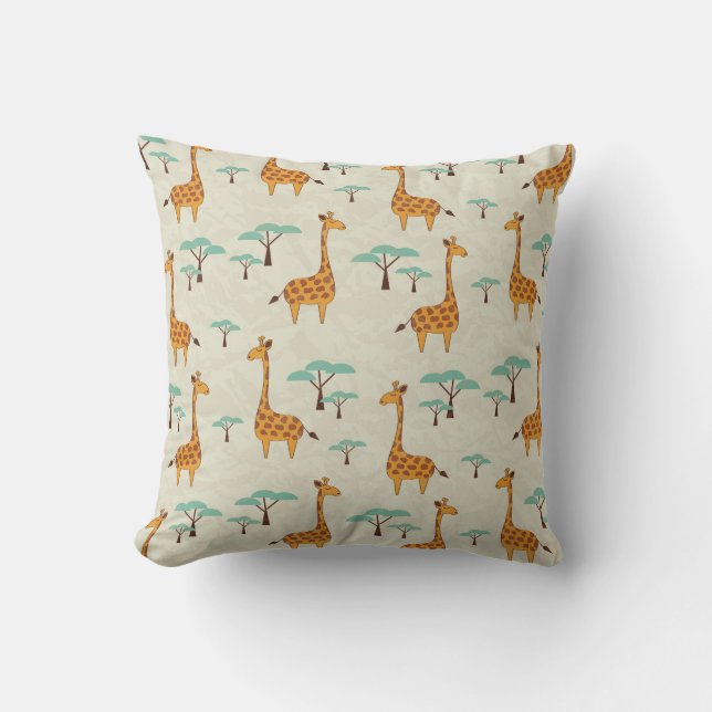 Coussin Motif vintage Giraffe. (Recto)