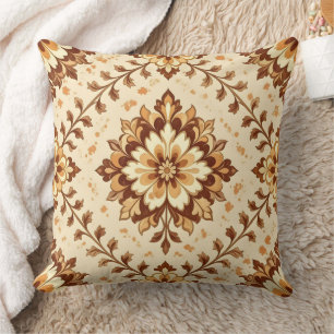 Coussin Motif vintage shabby marron