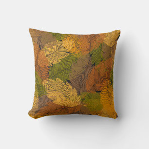 Coussin motif vintage transparent avec feuilles en col jau