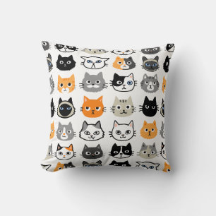 Coussin Motif Visages de chat Cool Kitty Cat Lover