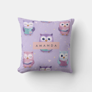 Coussin Motif Whimsical Personnalisé Chouettes Pastel