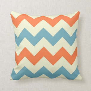 Coussin Motif zig zag du chevron bleu orange
