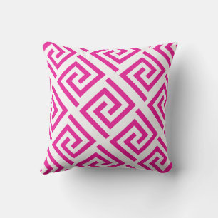 Coussin Motifs à clé grecque Rose Orange Rose Chaud Abstra