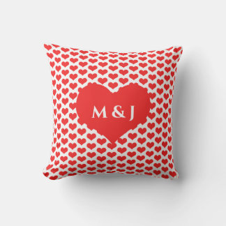 Coussin Motifs de cœur rouge Monogrammes de la Saint-Valen