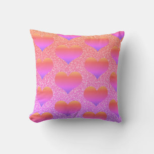 Coussin Motifs de cœur Saint-Valentin Rose Gold Pailleté M