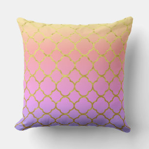 Coussin Motifs de feuille à quatre lobes Rose Gold Rose Om