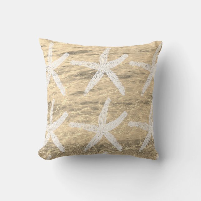 Coussin Motifs d'étoiles de mer Sable de plage Eau de mer  (Recto)