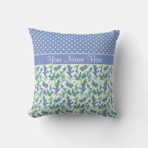 Coussin Motifs et Pois de neige sur Blue