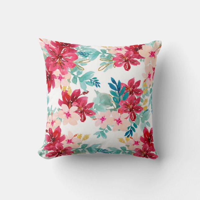 Coussin Motifs floraux en aquarelle (Recto)