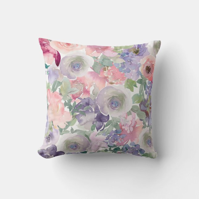 Coussin Motifs floraux en aquarelle (Recto)