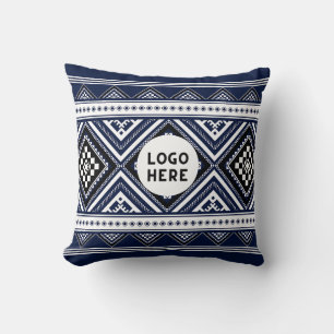 Coussin Motifs géométriques ethniques abstraits noirs avec