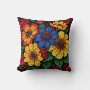 Coussin Motifs tribaux africains floraux