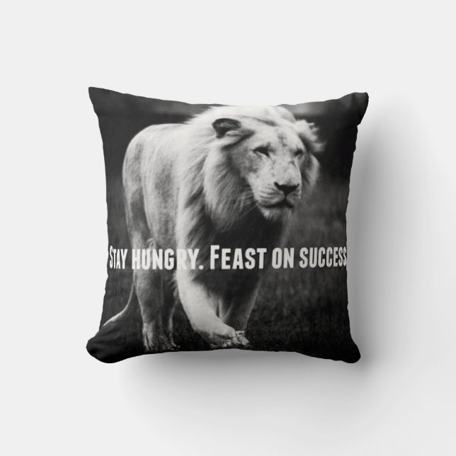 Coussin Motivation Mots - Restez faim, Fêtes sur le succès (Recto)